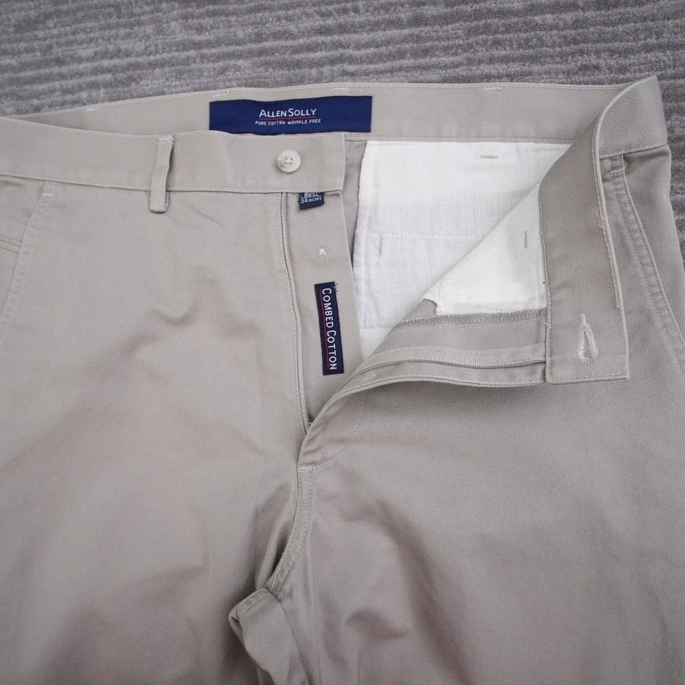 Allen Solly Mens Tan Combed Cotton Flat Front Chino Pants 34 (33)x33.5